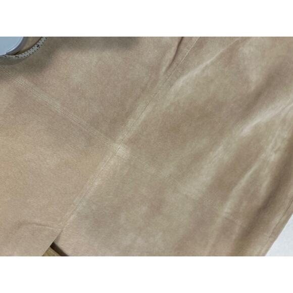 BOSTON PROPER Tan Suede Leather Panel Midi Skirt Boho Chic Boho Cottage Size 14 - Picture 12 of 16